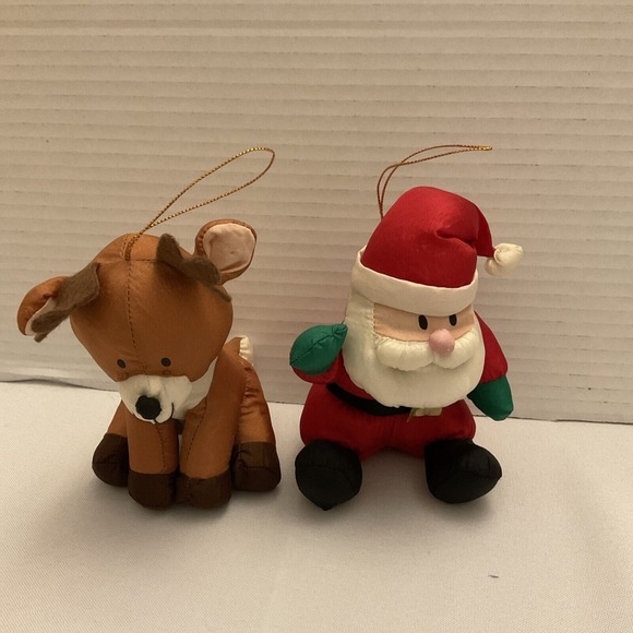 Other - VTG Santa Reindeer Christmas Gibson Greetings‎ Stuffed Ornaments 1997